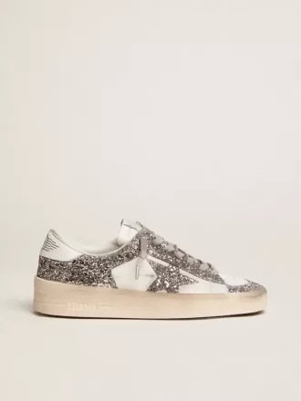 Stardan da donna in pelle bianca e glitter Stardan da donna in pelle bianca e glitter
