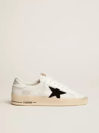 Stardan da uomo in mesh bianco con stella in pelle scamosciata nera Stardan da uomo in mesh bianco con stella in pelle scamosciata nera