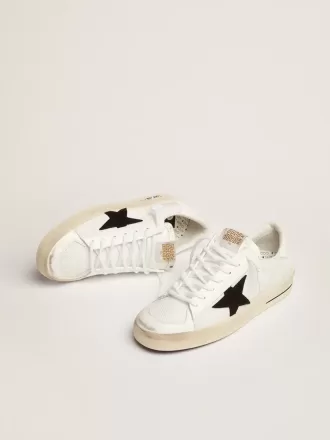 Stardan da uomo in mesh bianco con stella in pelle scamosciata nera Stardan da uomo in mesh bianco con stella in pelle scamosciata nera