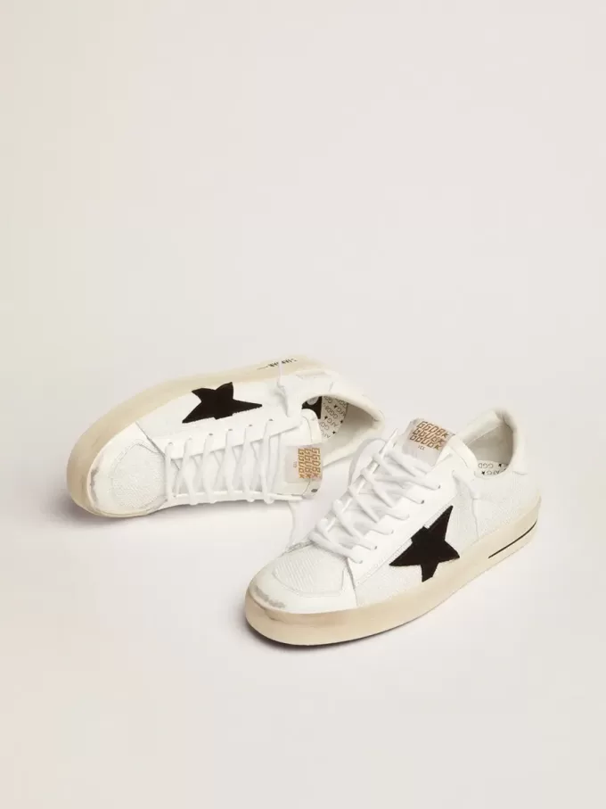 Stardan da uomo in mesh bianco con stella in pelle scamosciata nera Stardan da uomo in mesh bianco con stella in pelle scamosciata nera