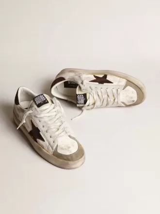 Stardan da uomo in nappa e pelle di cavallino con stella in camoscio marrone Stardan da uomo in nappa e pelle di cavallino con stella in camoscio marrone