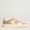 Stardan da uomo in pelle bianca e beige con stella beige e linguetta posteriore bianca