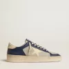 Stardan da uomo in pelle grigia e blu con stella e linguetta sul tallone color crema