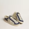 Stardan da uomo in pelle grigia e blu con stella e linguetta sul tallone color crema