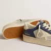 Stardan da uomo in pelle grigia e blu con stella e linguetta sul tallone color crema