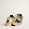 Stardan da uomo in pelle grigia e blu con stella e linguetta sul tallone color crema