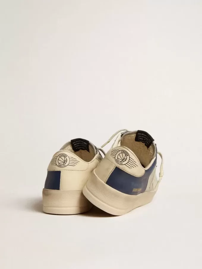 Stardan da uomo in pelle grigia e blu con stella e linguetta sul tallone color crema