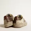 Stardan in nabuk e mesh con stella in pelle marrone con stampa lucertola Stardan in nabuk e mesh con stella in pelle marrone con stampa lucertola