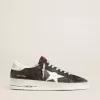 Stardan in nabuk nero e mesh con stella e linguetta sul tallone in pelle grigia