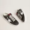 Stardan in nabuk nero e mesh con stella e linguetta sul tallone in pelle grigia