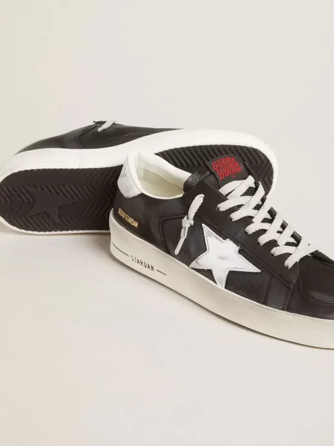 Stardan in nabuk nero e mesh con stella e linguetta sul tallone in pelle grigia