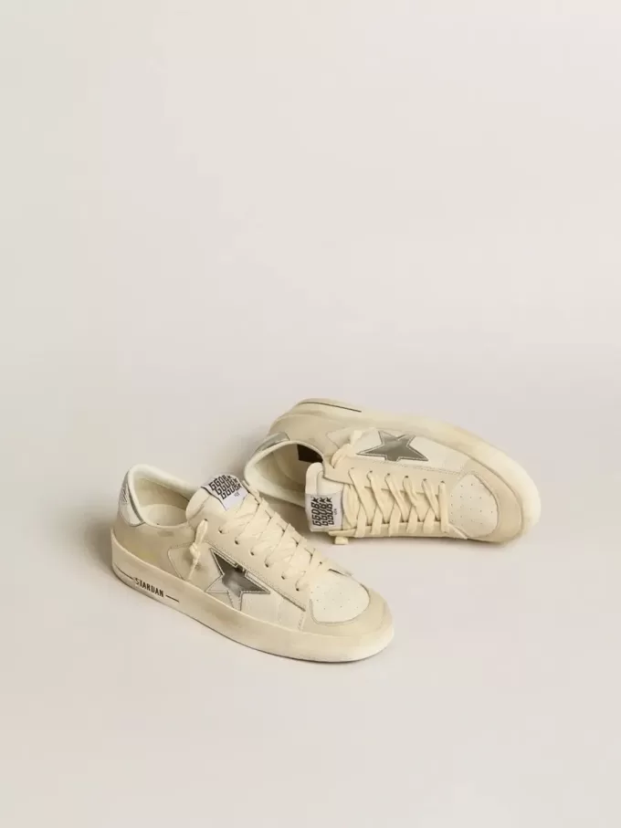 Stardan in nappa con stella effetto specchio argento e linguetta sul tallone