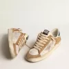 Stardan in nylon beige e mesh con inserti in pelle scamosciata color tabacco