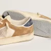 Stardan in nylon beige e mesh con inserti in pelle scamosciata color tabacco