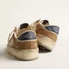 Stardan in nylon beige e mesh con inserti in pelle scamosciata color tabacco