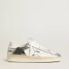 Stardan in pelle argentata con linguetta bianca sul tallone