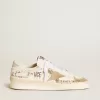 Stardan in pelle con scritte all-over e stella in pelle scamosciata grigio ghiaccio Stardan in pelle con scritte all-over e stella in pelle scamosciata grigio ghiaccio