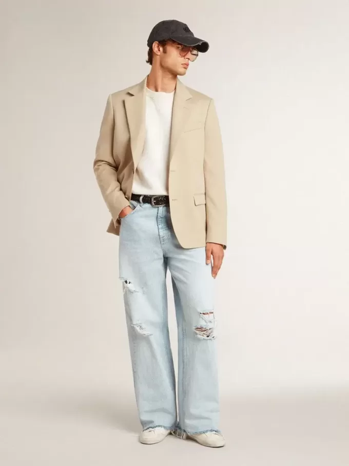 Stardan in pelle con scritte all-over e stella in pelle scamosciata grigio ghiaccio Stardan in pelle con scritte all-over e stella in pelle scamosciata grigio ghiaccio