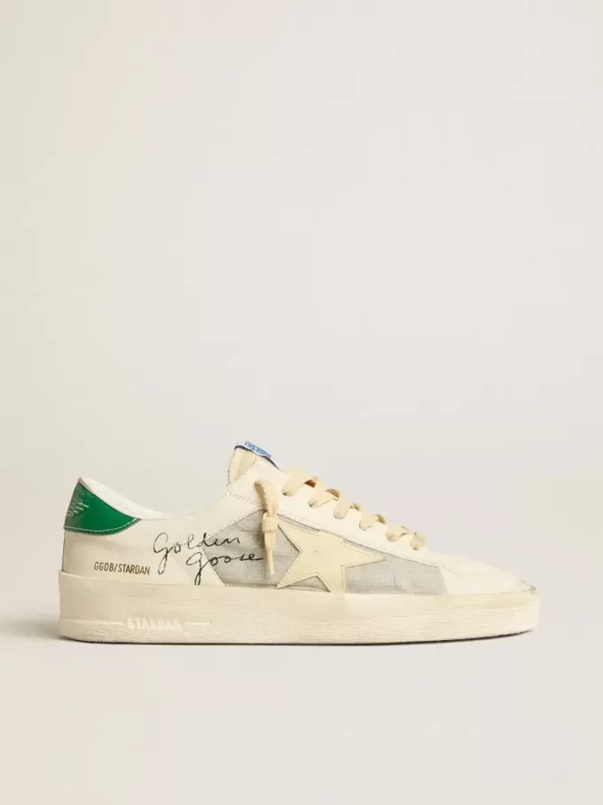 Stardan in pelle nappa bianca con stella in pelle color crema Stardan in pelle nappa bianca con stella in pelle color crema