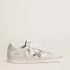 Stardan in pelle nappa con stella in pelle metallizzata argento e tallone in pelle scamosciata rosa Stardan in pelle nappa con stella in pelle metallizzata argento e tallone in pelle scamosciata rosa