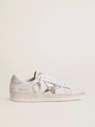 Stardan in pelle nappa con stella in pelle metallizzata argento e tallone in pelle scamosciata rosa Stardan in pelle nappa con stella in pelle metallizzata argento e tallone in pelle scamosciata rosa