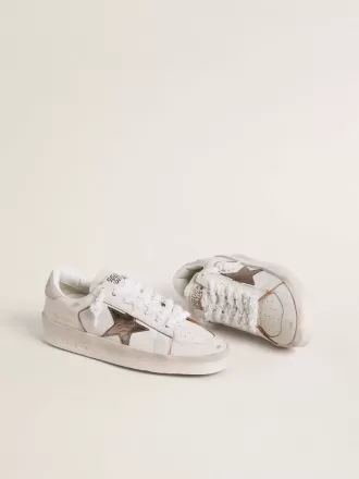 Stardan in pelle nappa con stella in pelle metallizzata argento e tallone in pelle scamosciata rosa Stardan in pelle nappa con stella in pelle metallizzata argento e tallone in pelle scamosciata rosa