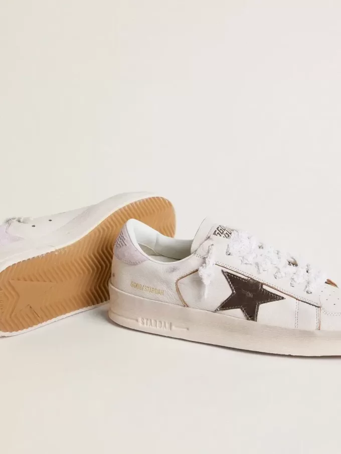 Stardan in pelle nappa con stella in pelle metallizzata argento e tallone in pelle scamosciata rosa Stardan in pelle nappa con stella in pelle metallizzata argento e tallone in pelle scamosciata rosa
