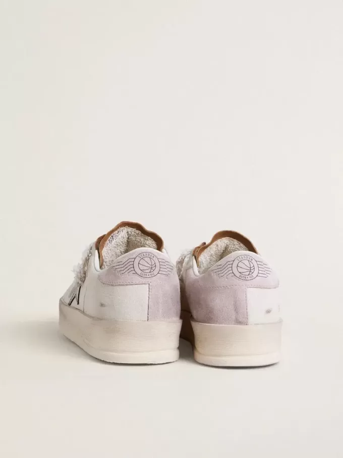 Stardan in pelle nappa con stella in pelle metallizzata argento e tallone in pelle scamosciata rosa Stardan in pelle nappa con stella in pelle metallizzata argento e tallone in pelle scamosciata rosa