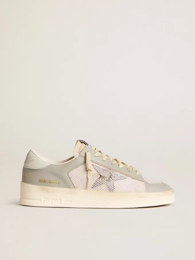 Stardan in pelle nappa grigia e mesh bianco con stella in pelle grigia Stardan in pelle nappa grigia e mesh bianco con stella in pelle grigia
