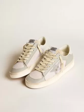 Stardan in pelle nappa grigia e mesh bianco con stella in pelle grigia Stardan in pelle nappa grigia e mesh bianco con stella in pelle grigia
