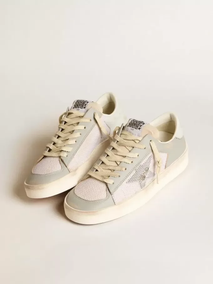 Stardan in pelle nappa grigia e mesh bianco con stella in pelle grigia Stardan in pelle nappa grigia e mesh bianco con stella in pelle grigia
