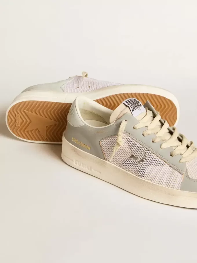 Stardan in pelle nappa grigia e mesh bianco con stella in pelle grigia Stardan in pelle nappa grigia e mesh bianco con stella in pelle grigia