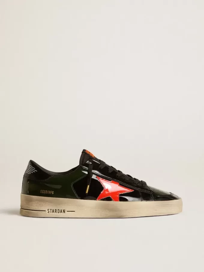 Stardan LAB da donna in vernice nera e verde con stella arancione