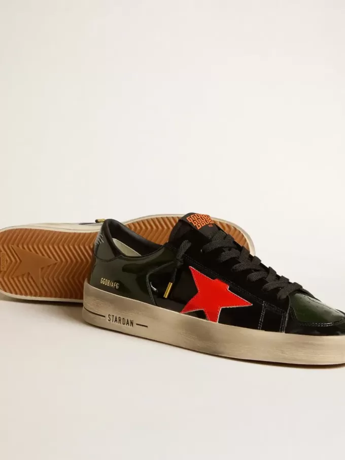 Stardan LAB da donna in vernice nera e verde con stella arancione