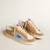 Stardan LTD da uomo in pelle scamosciata color tabacco e mesh con stella blu e linguetta in pelle sul tallone