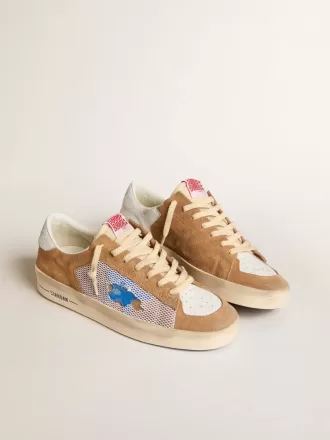 Stardan LTD da uomo in pelle scamosciata color tabacco e mesh con stella blu e linguetta in pelle sul tallone Stardan LTD da uomo in pelle scamosciata color tabacco e mesh con stella blu e linguetta in pelle sul tallone