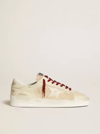 Stardan LTD da uomo in pelle scamosciata con stella e linguetta sul tallone in pelle verniciata bianca Stardan LTD da uomo in pelle scamosciata con stella e linguetta sul tallone in pelle verniciata bianca