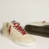 Stardan LTD da uomo in pelle scamosciata con stella e linguetta sul tallone in pelle verniciata bianca Stardan LTD da uomo in pelle scamosciata con stella e linguetta sul tallone in pelle verniciata bianca