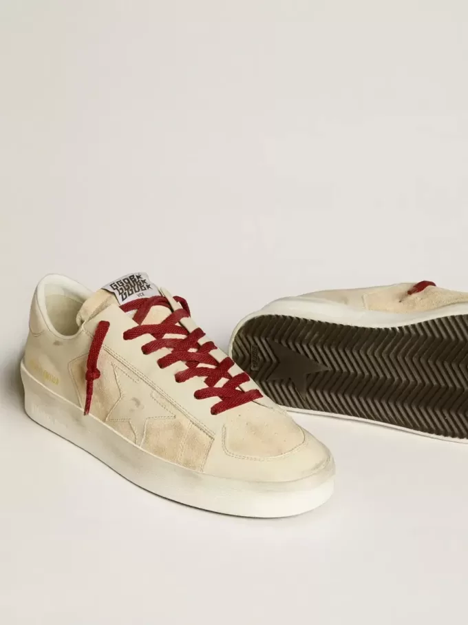 Stardan LTD da uomo in pelle scamosciata con stella e linguetta sul tallone in pelle verniciata bianca Stardan LTD da uomo in pelle scamosciata con stella e linguetta sul tallone in pelle verniciata bianca