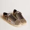 Stardan LTD in pelle grigia e mesh con stella e linguetta sul tallone in pelle Stardan LTD in pelle grigia e mesh con stella e linguetta sul tallone in pelle