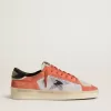 Stardan LTD in pelle scamosciata color corallo e mesh con stella in pelle nera