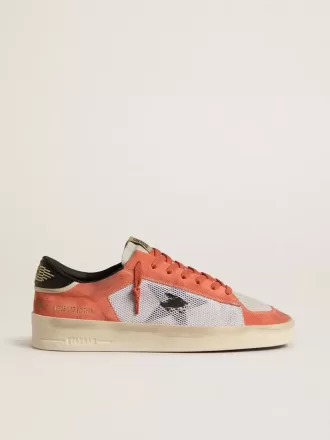 Stardan LTD in pelle scamosciata color corallo e mesh con stella in pelle nera