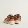 Stardan LTD in pelle scamosciata color corallo e mesh con stella in pelle nera