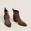 Stivaletti Debbie bassi in camoscio grigio tortora con fibbia removibile