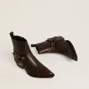 Stivaletti Debbie bassi in pelle marrone scuro con fibbia removibile