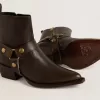 Stivaletti Debbie bassi in pelle marrone scuro con fibbia removibile