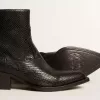 Stivaletti Debbie bassi in pelle nera con stampa serpente Stivaletti Debbie bassi in pelle nera con stampa serpente