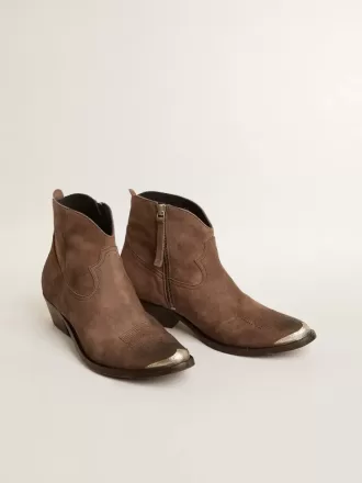 Stivaletti giovani in pelle scamosciata marrone scuro