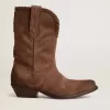 Stivali bassi da donna in camoscio lavato marrone scuro Stivali bassi da donna in camoscio lavato marrone scuro