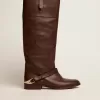 Stivali Charlie da donna in pelle marrone scuro con morsetto sul tallone Stivali Charlie da donna in pelle marrone scuro con morsetto sul tallone
